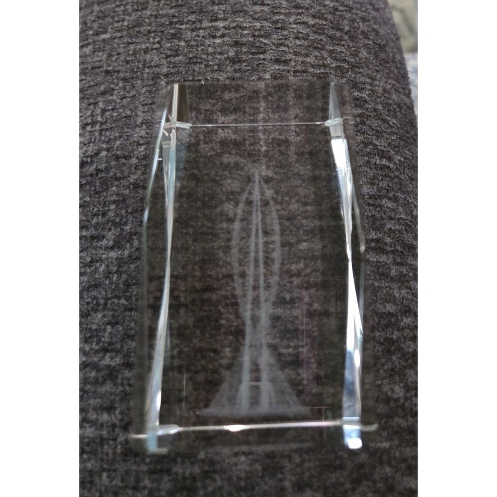 3D laser etched design Glass Abstract Art Figurine for decor or paperweight 3x2